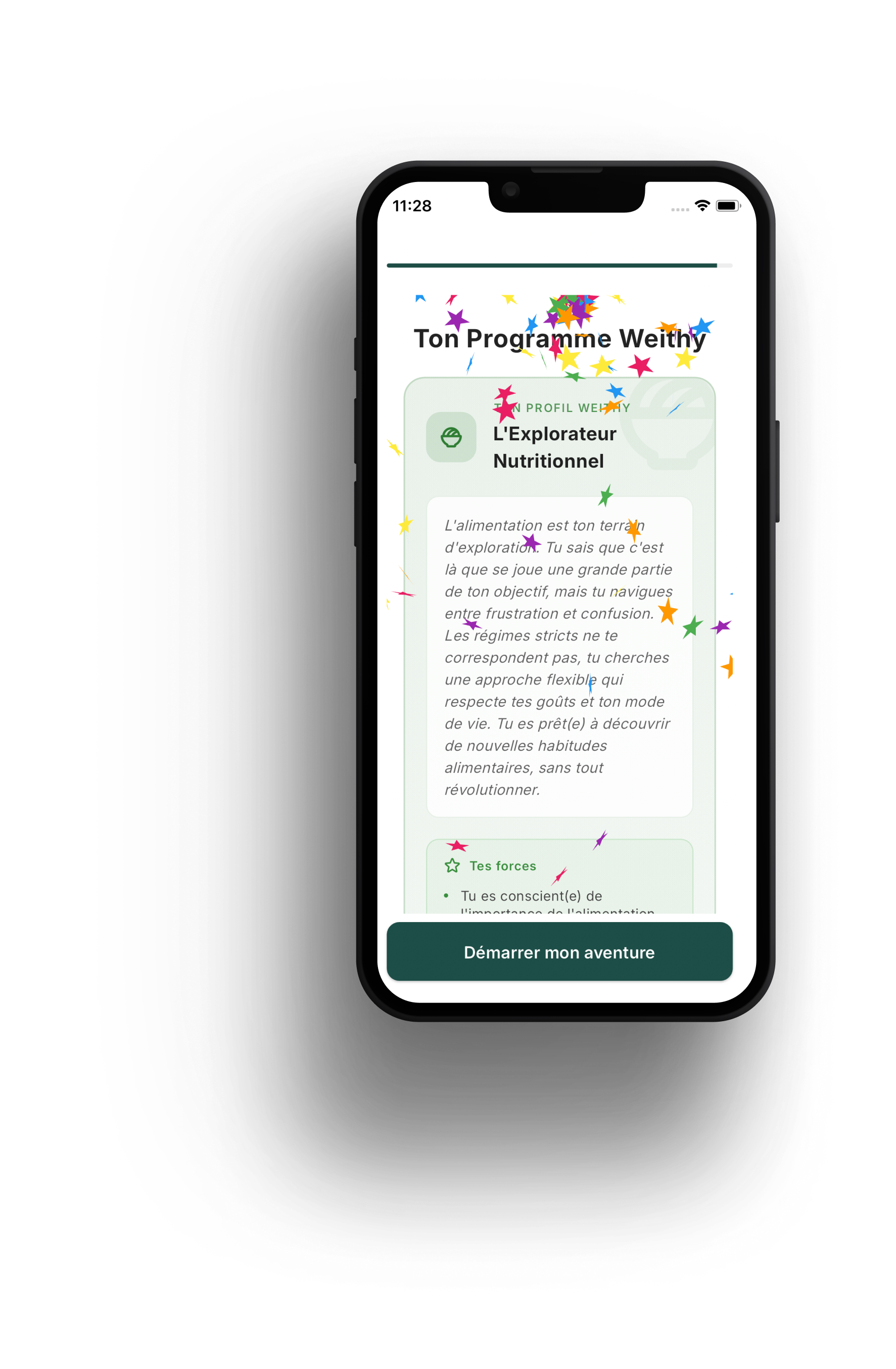 Écran profil Weithy